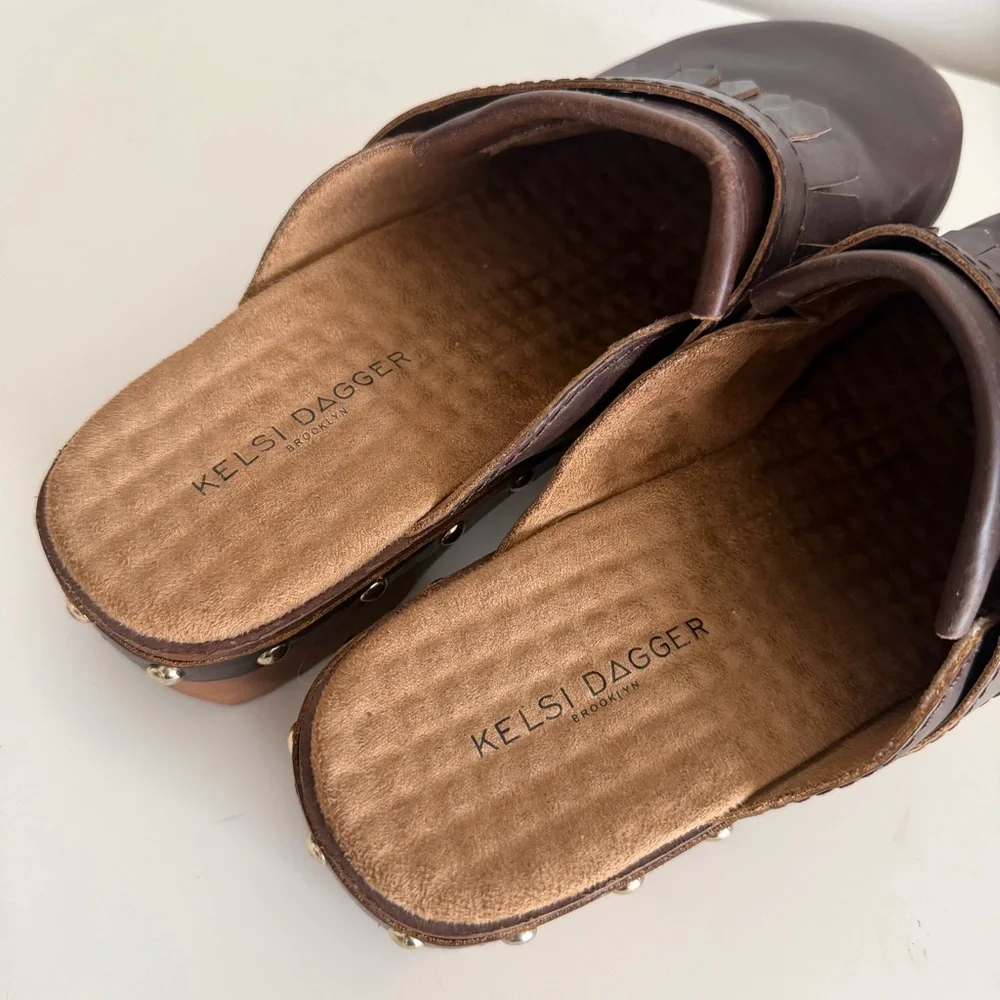 Kelsi Dagger Brown Studded Leather Clog - Picture 5 of 11